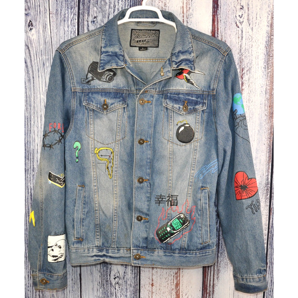Vintage Art Graffiti NO CAP Denim Jean Jacket Men's Large Brooklyn Cloth - Picture 1 of 10